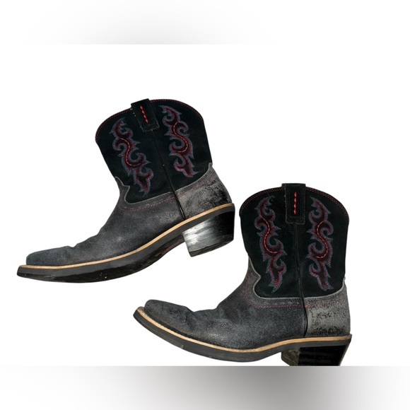 ARIAT Fatbaby Sz 8B Boots Womens Cowgirl Black Embroidered Rodeo Square Toe - Picture 5 of 8